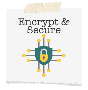 sticky note that says Encrypt and Secure