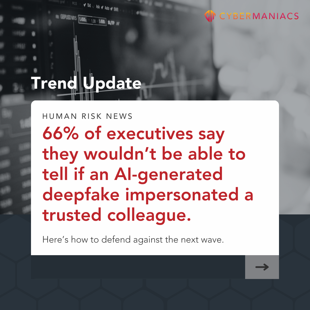 66% of executives say they wouldn’t be able to tell if an AI-generated deepfake impersonated a trusted colleague