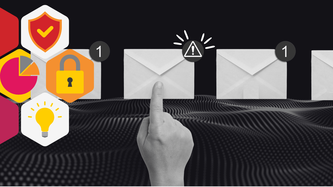a hand selects from a lineup from emails
